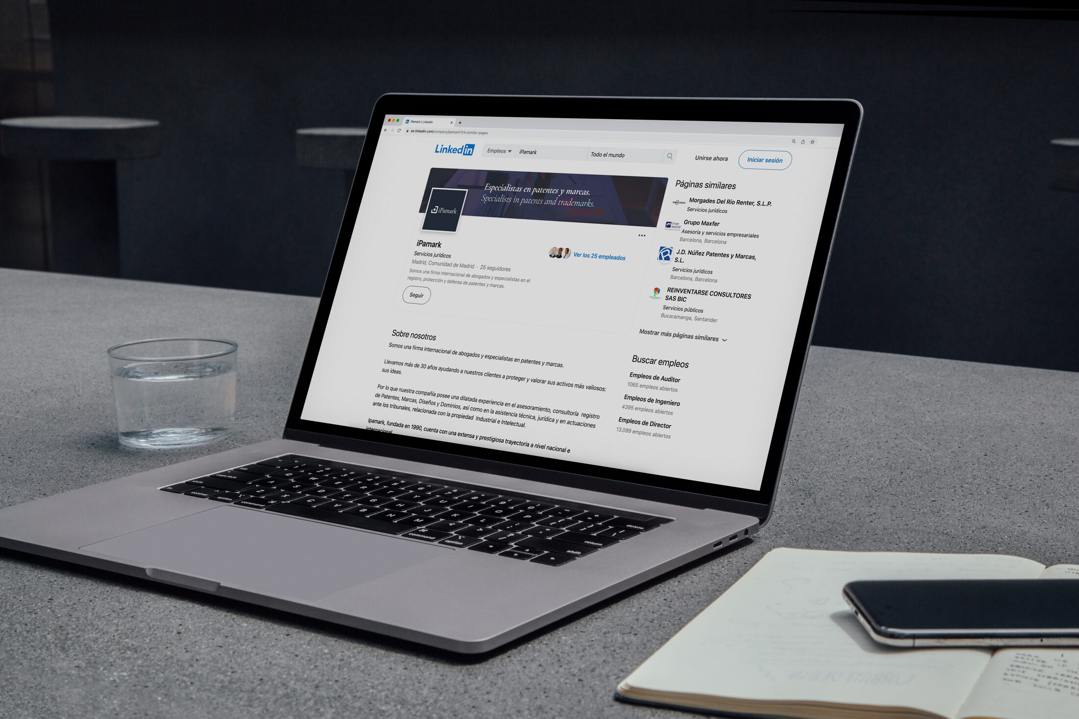 Detalle de la web de iPamark en MacBook