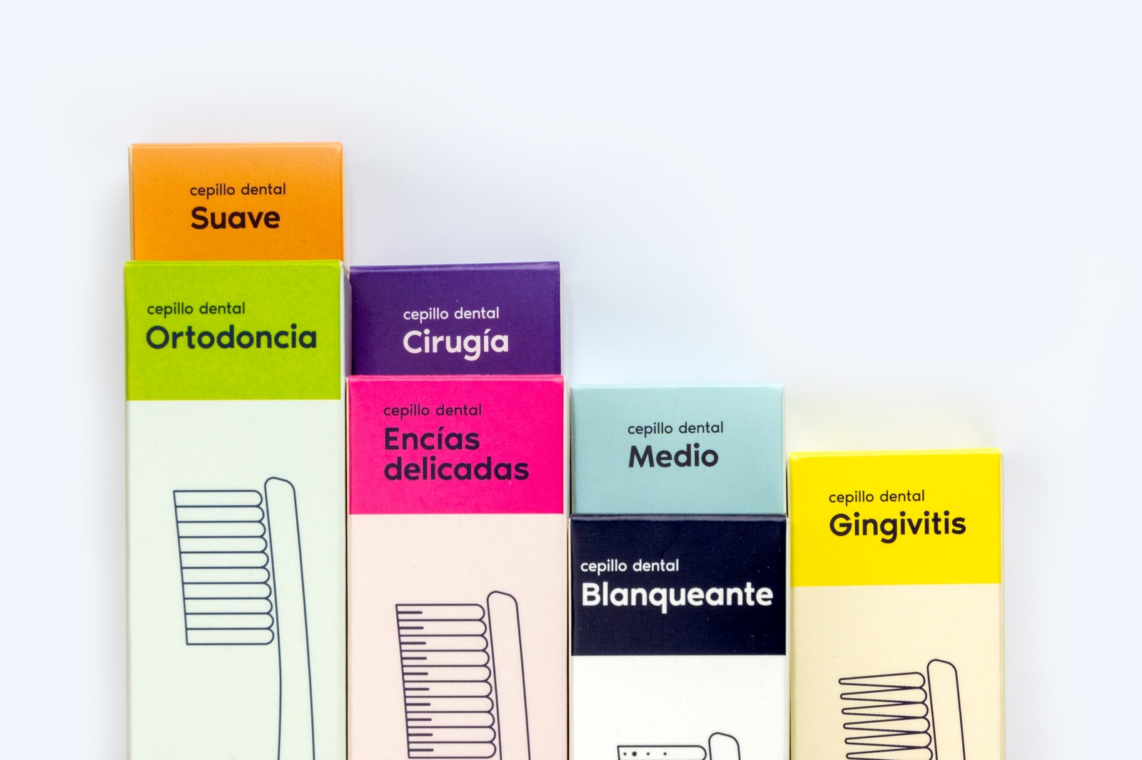 Gama de productos de Odoprox: ortodoncia, cirugía, encías, blanqueante, gingivitis